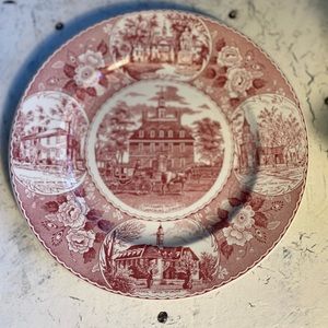 1 Jonroth Williamsburg Virginia Red 10” Dinner Plate